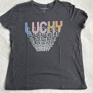 Lucky Brand LUCKY graphic grey tee shirt sz large